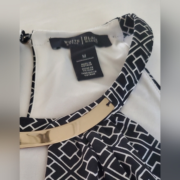 White House Black Market Geometric Drop Waist Halter In Black And White Size M - Picture 5 of 8